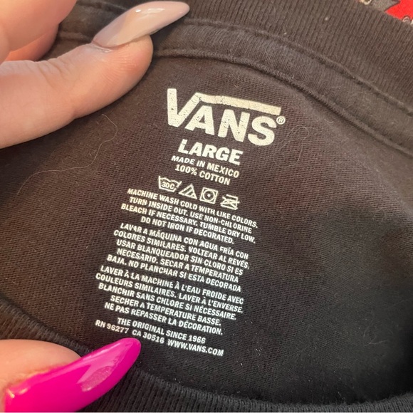 Vans Women Black Top T Shirt Long sleeve Large - Picture 3 of 3